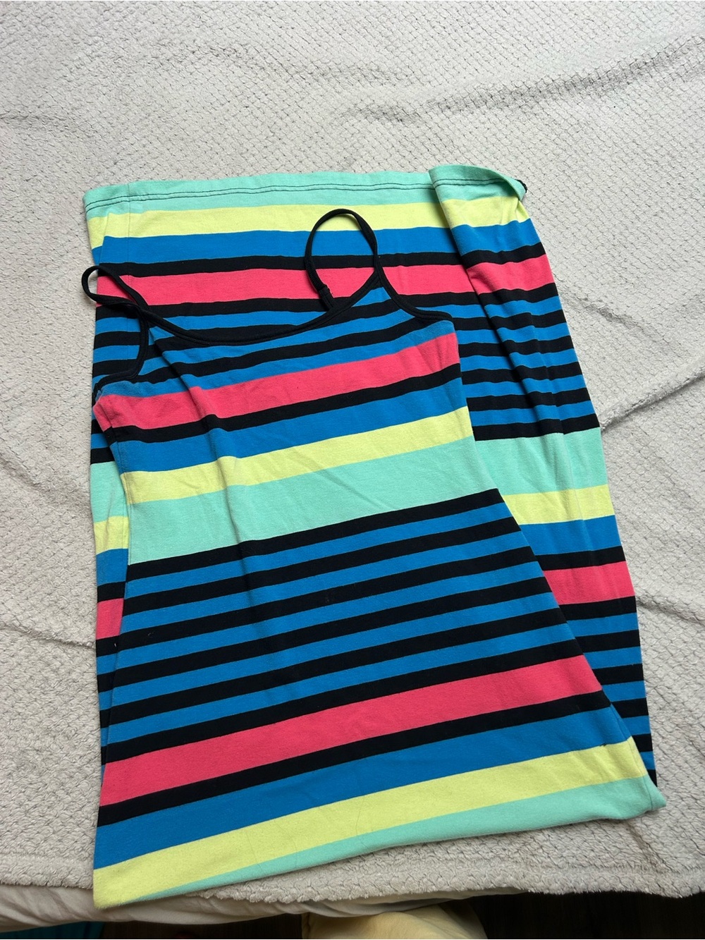 Striped Maxi Dress with Spaghetti Straps in Multicolor